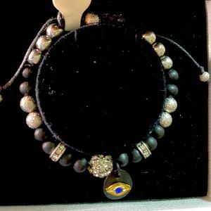 ‼️5/ $20.‼️ Evil eye with black and silver beads